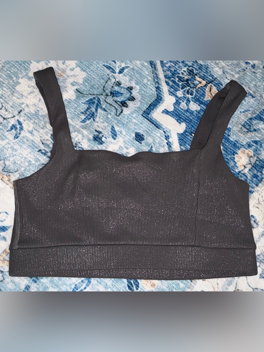 ONA Ribbed Gray & Silver Crop Top